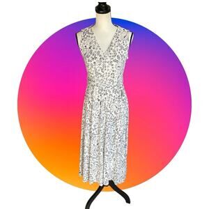 Vince Camuto Midsummer Medley Black White Floral Midi Sleeveless Dress S NEW NWT